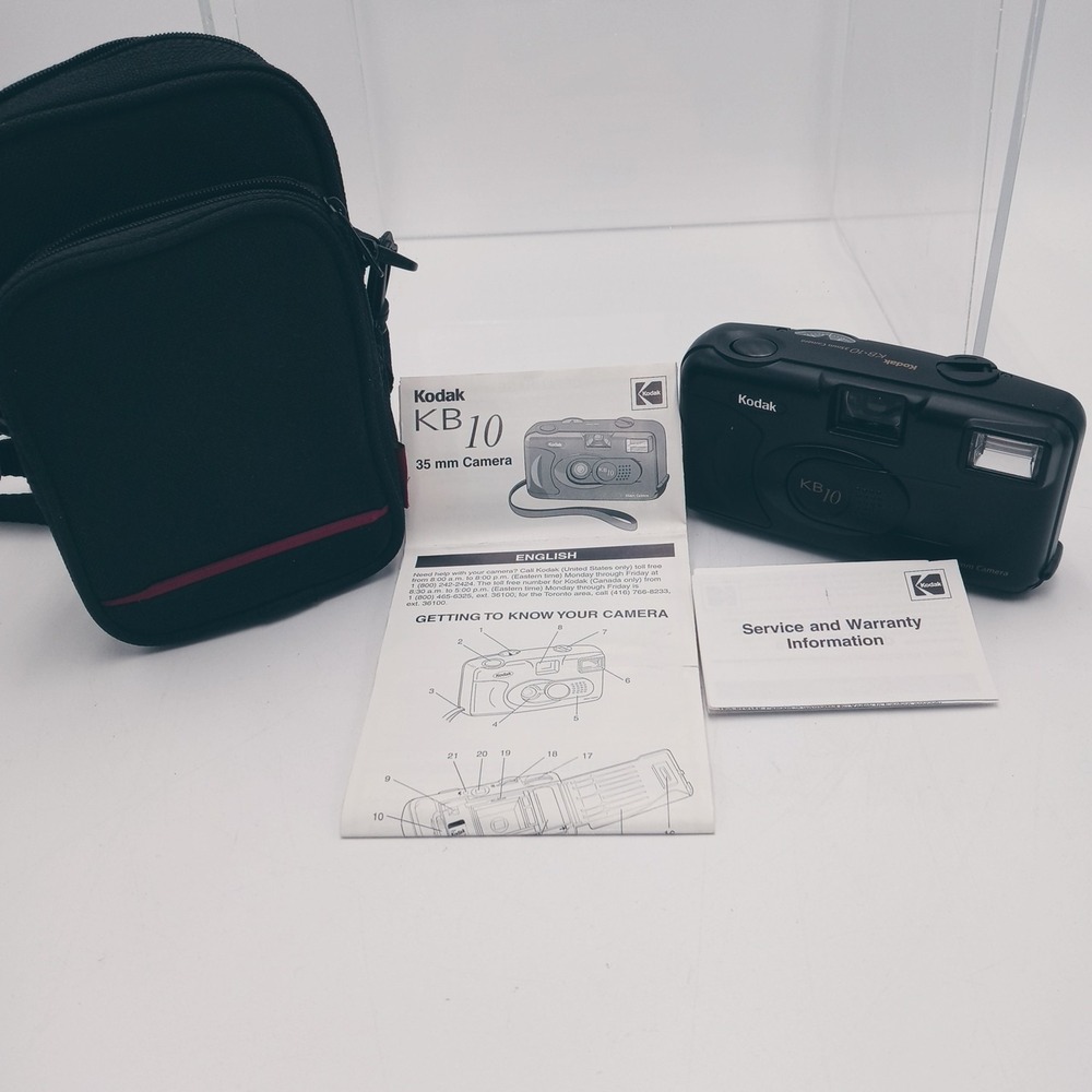 Kodak KB10 Point & Shoot Compact Film Camera 35mm Powers Up With Carrying Case - Picture 15 of 16